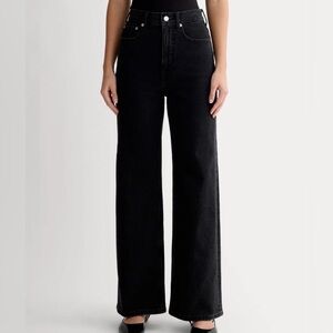 Everlane The Way-High Sailor Jean Organic Cotton Black Jeans Size 30 Wide Leg
